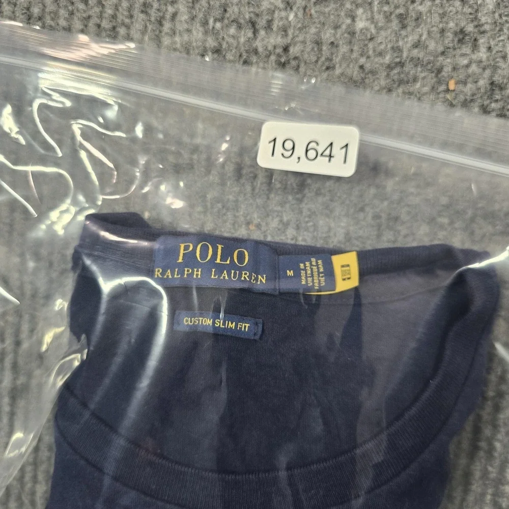 Polo‎ Ralph Lauren Shirt Mens Medium Blue Crew Neck Slim Fit Patriotic Logo Tee